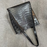 Unisex  Crocodile Belly Leather Hobo Shopper Bags