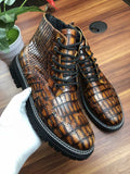 Vintage Crocodile Skin Leather Martin Boots