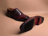 Wine Red Crocodile Leather Lace Up Shoes