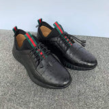 Women's Ostirch Leather Lace-Up Sneakers