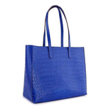 Womens Genuine Belly Leather Tote Bag Shopper Diaper Slouchy Tote Shoulder Bags Blue