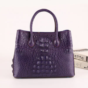 Womens Genuine Crocodile Leather Top Handle Satchel Handbag Purple